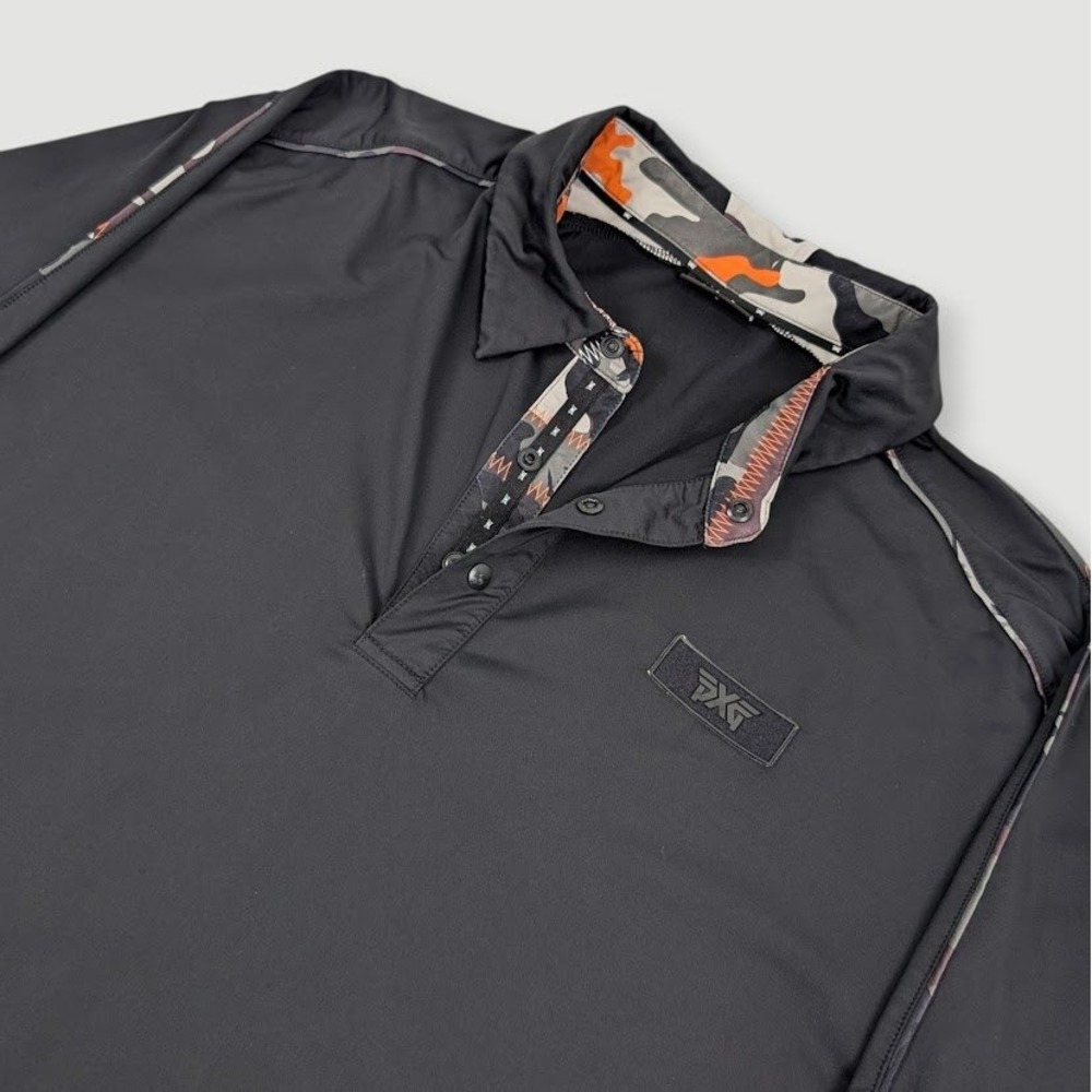 PXG Fairway Camo Panel Golf Polo Mens Large Black Performance Athleisure Casual